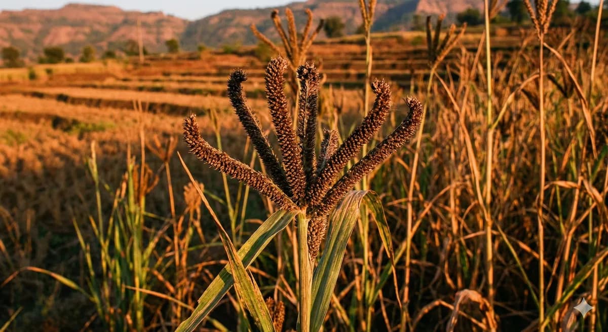 Finger Millet plant growing in a field