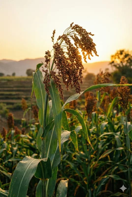 Sorghum plant growing in a field